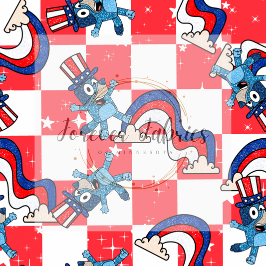 Red White & Blue Checker Blue | Preorder | By The Yard