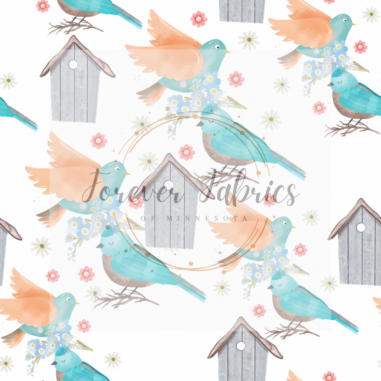 Blue birds | Preorder | By The Yard