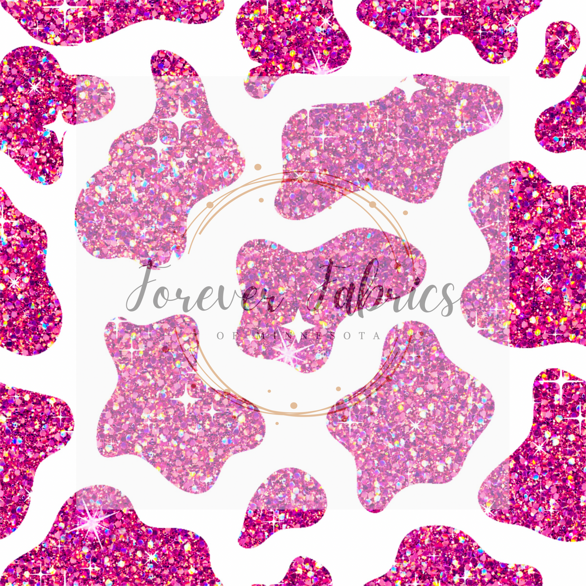 Pink Glitter Cow Print | Preorder | By The Yard