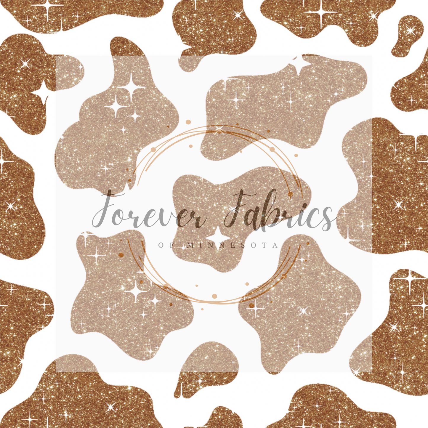 Brown Glitter Cow Print | Preorder | By The Yard