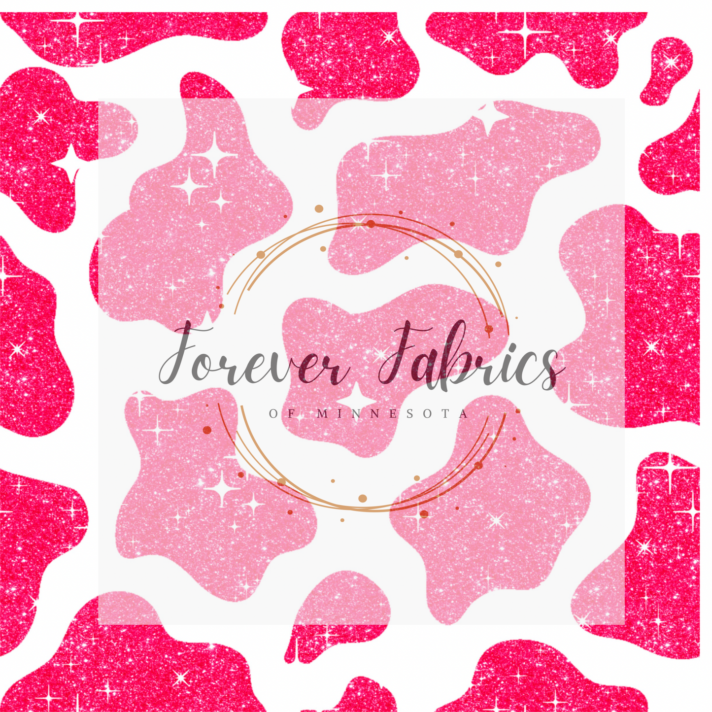 Hot Pink Glitter Cow Print | Preorder | By The Yard