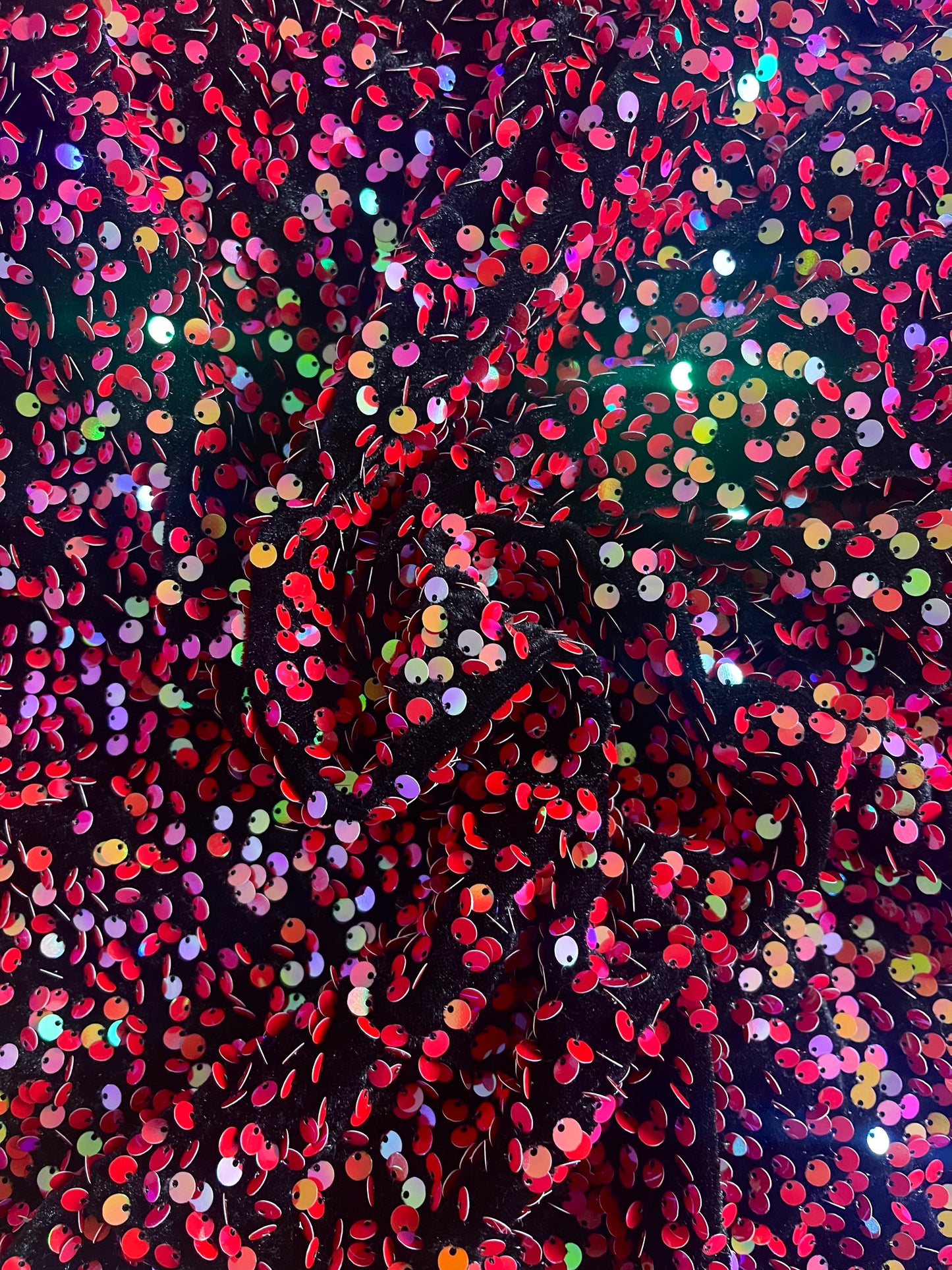 Red Multi | Stretch Sequin Velvet