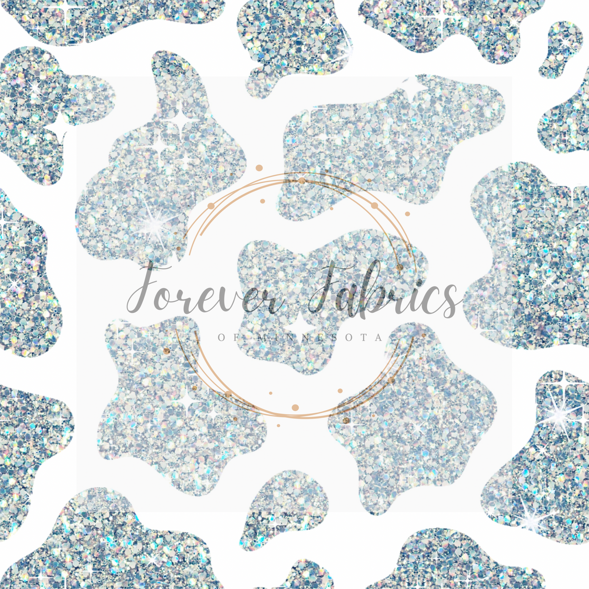Gray Glitter Cow Print | Preorder | By The Yard