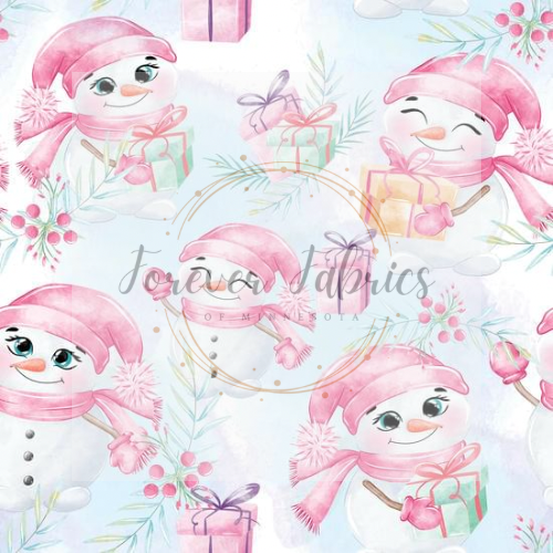 Pink Snowmen Preorder | By The Yard