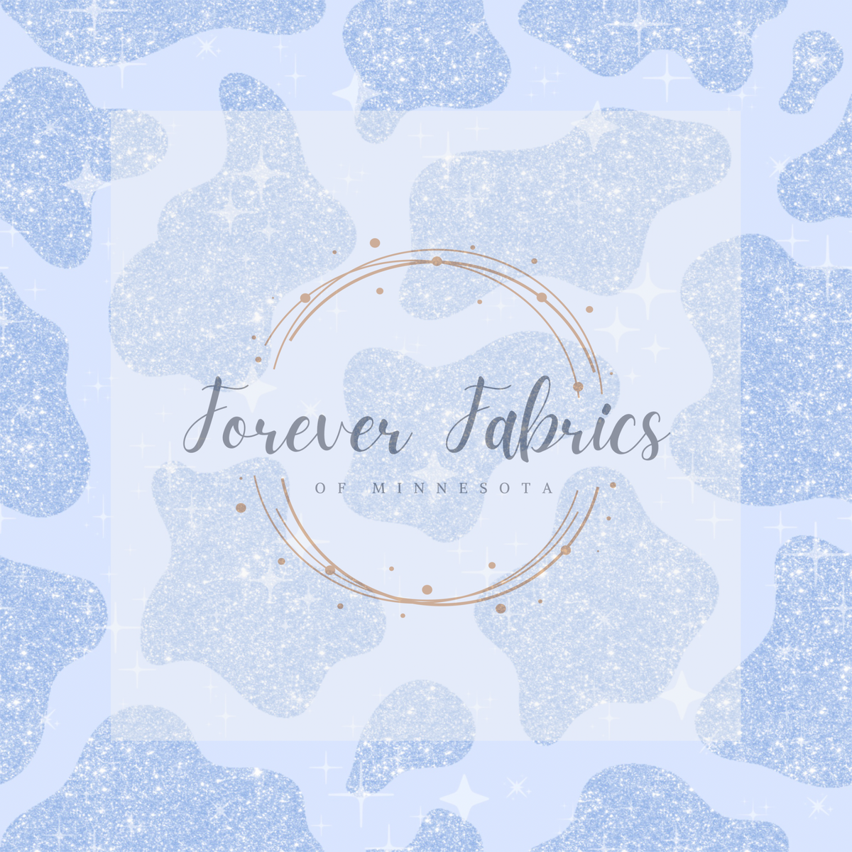 Blue Glitter Cow Print | Preorder | By The Yard