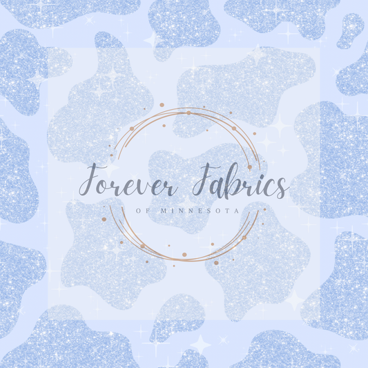 Blue Glitter Cow Print | Preorder | By The Yard