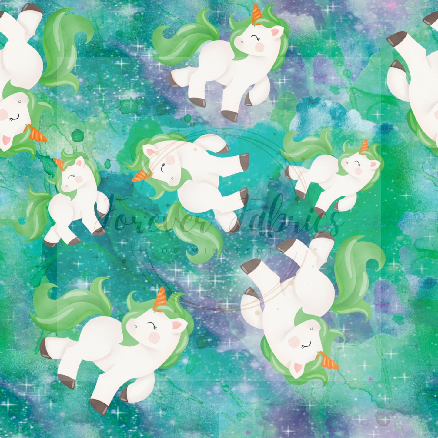 Green Background Unicorns | Preorder |By The Yard