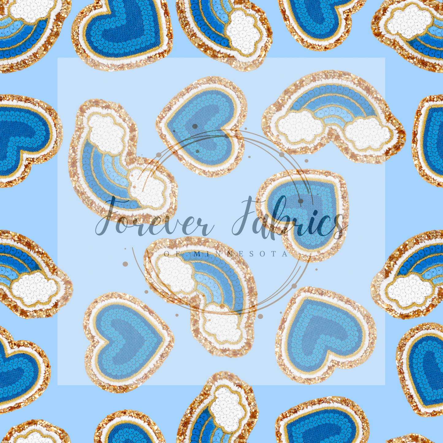 Blue Hearts & Rainbows | Preorder | By The Yard