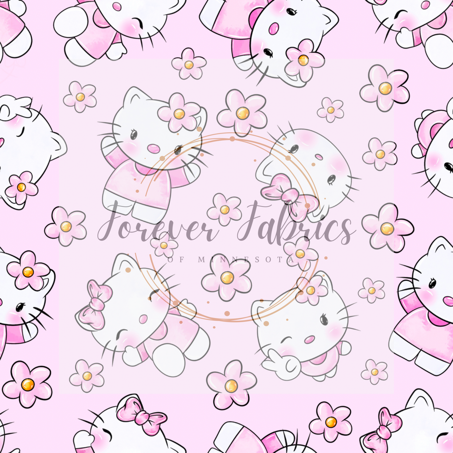 Pink Hello Cat | Preorder | By The Yard