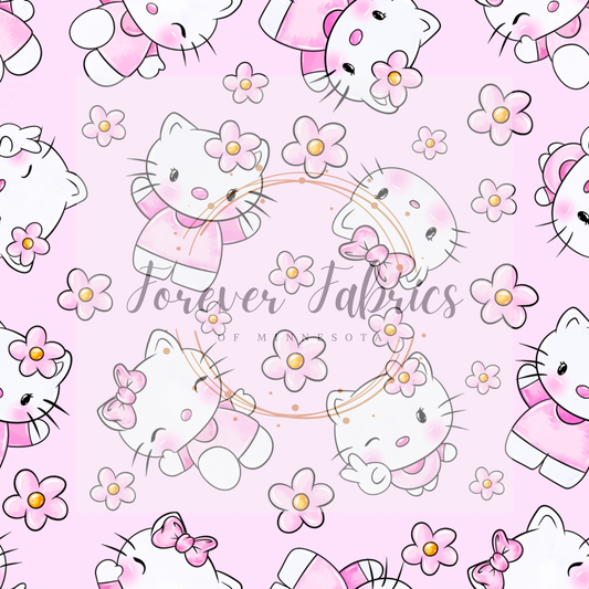 Pink Hello Cat | Preorder | By The Yard