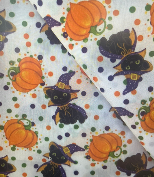Black Cats & Hats with Dots | Preorder | By The Yard