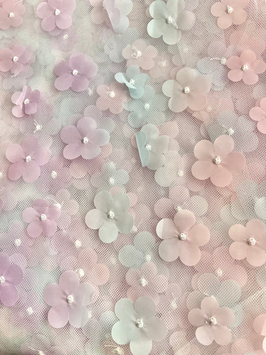 Pink & Blue 3D Floral Mesh