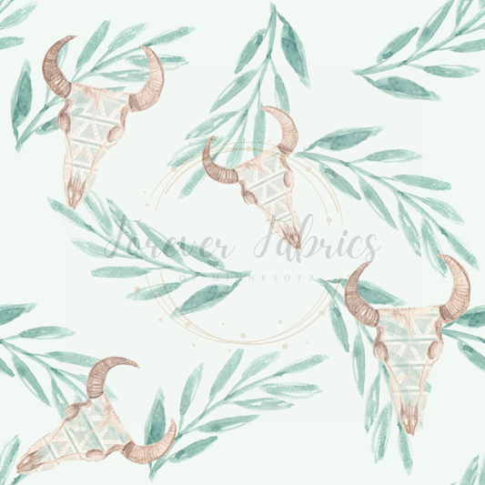 Green Background Boho Deer | Preorder |By The Yard