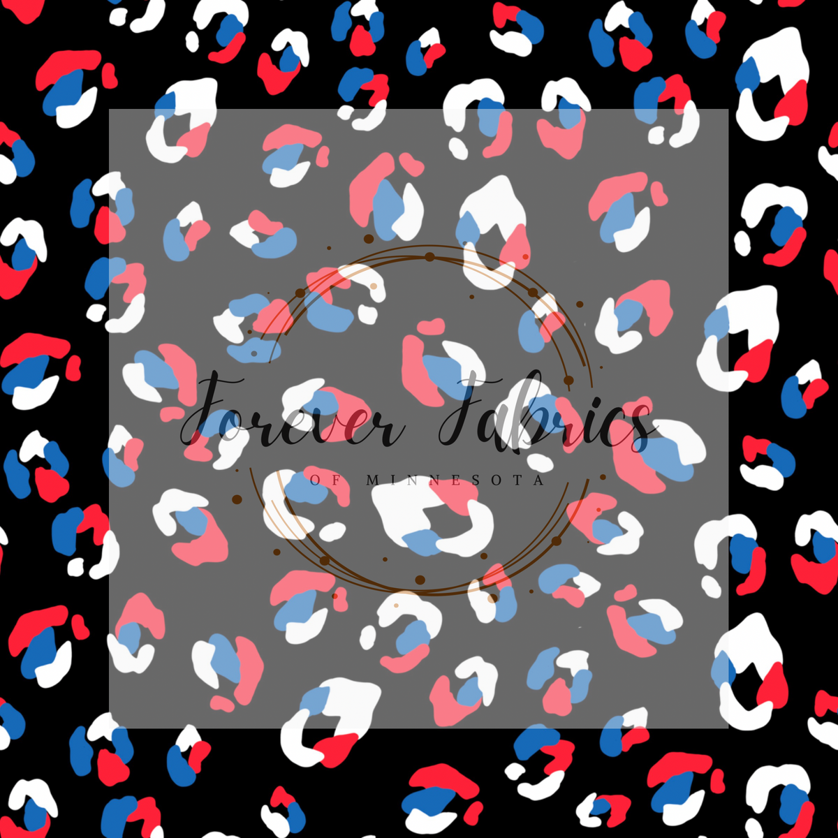 Black Background Red White & Blue Cheetah | Preorder | By The Yard