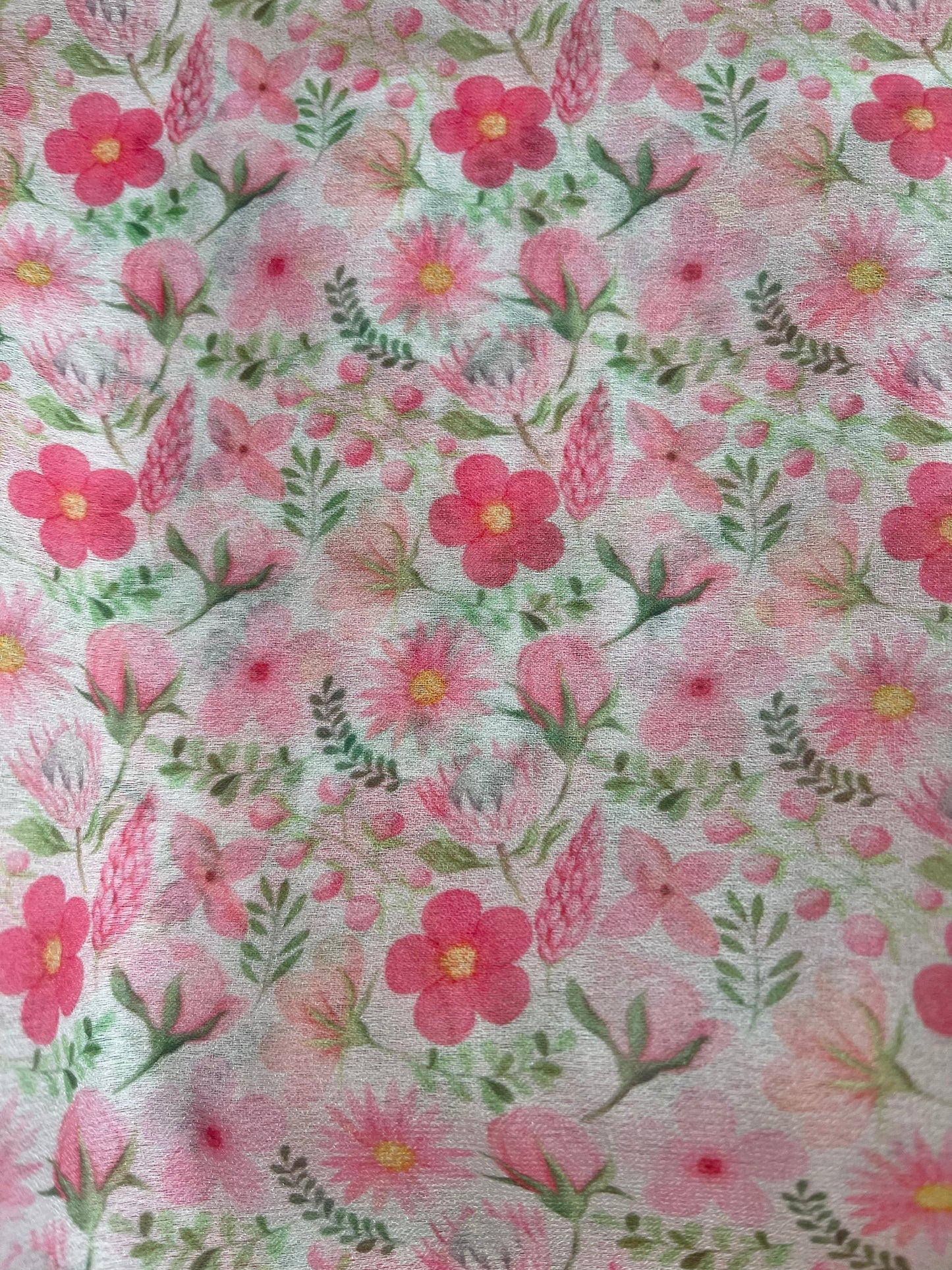Pink Floral Organza