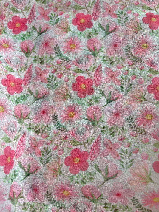 Pink Floral Organza