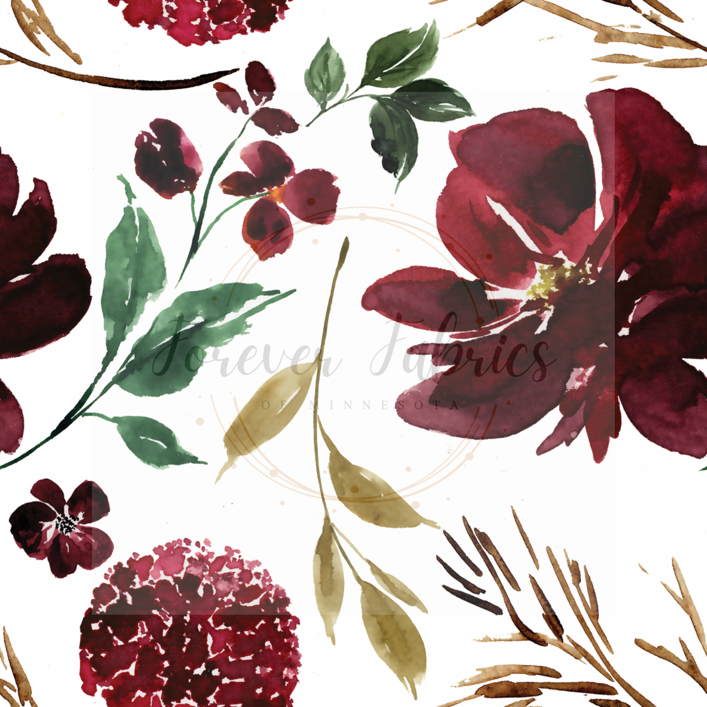 Burgundy Floral | Preorder | By The Yard