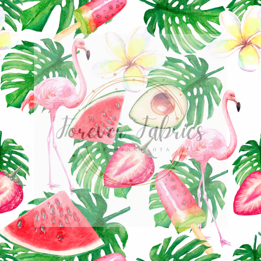 Flamingos & Strawberries | Preorder | By The Yard