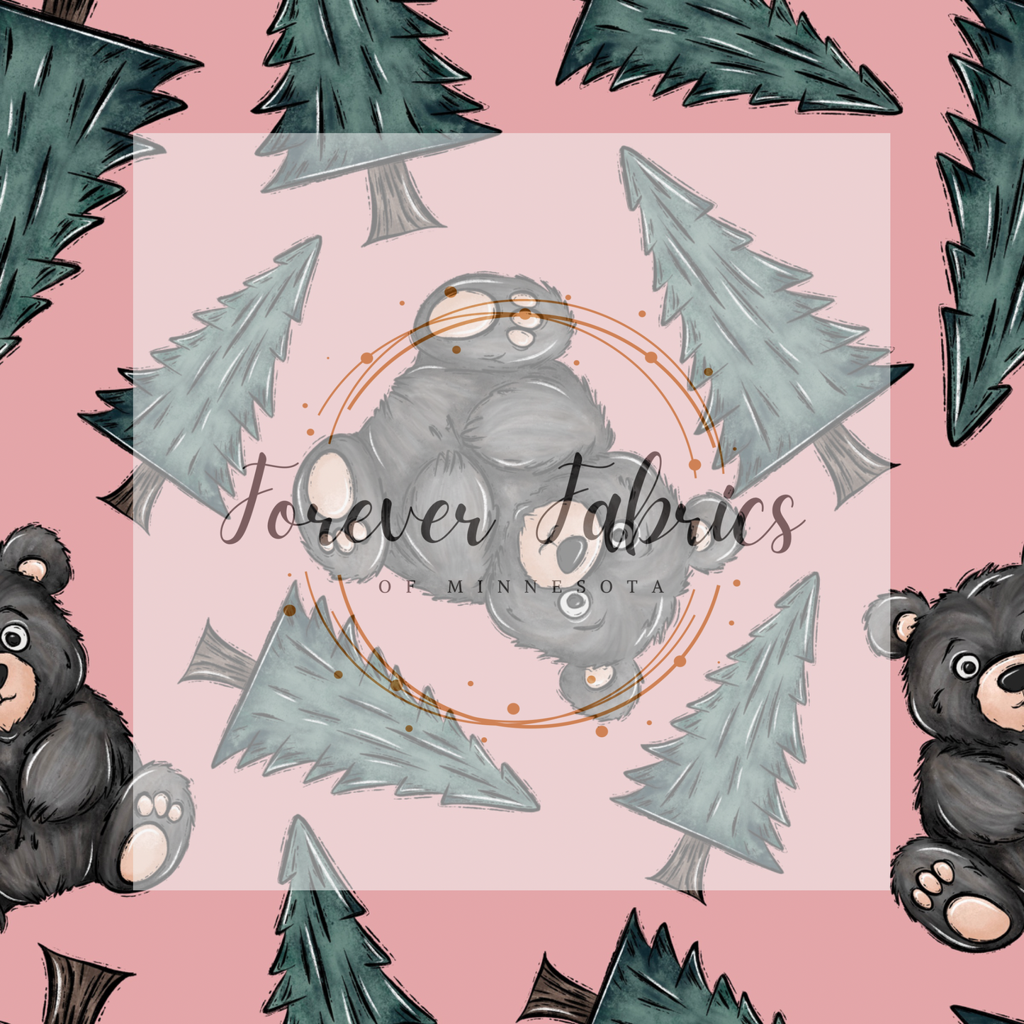 Pink Bears . .   . .  (BH/ 23). | Preorder | Fabric By The Yard