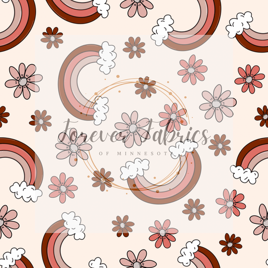 Boho Rainbows & Flowers .    .    . (BH/ 22) | Preorder | Fabric By The Yard