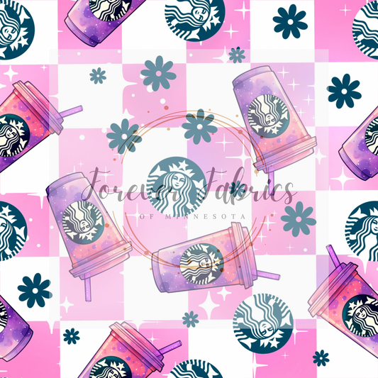 Pink Starbys  Galaxy Check .   . .  (BH/ 23). | Preorder | Fabric By The Yard