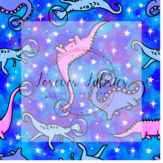 Space Dino Pink Galaxy .   . . . . (BH/ 24)| Preorder | Fabric By The Yard