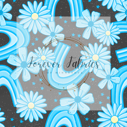 Blue  Floral  Rainbows  . . . (BH/ 24)| Preorder | Fabric By The Yard