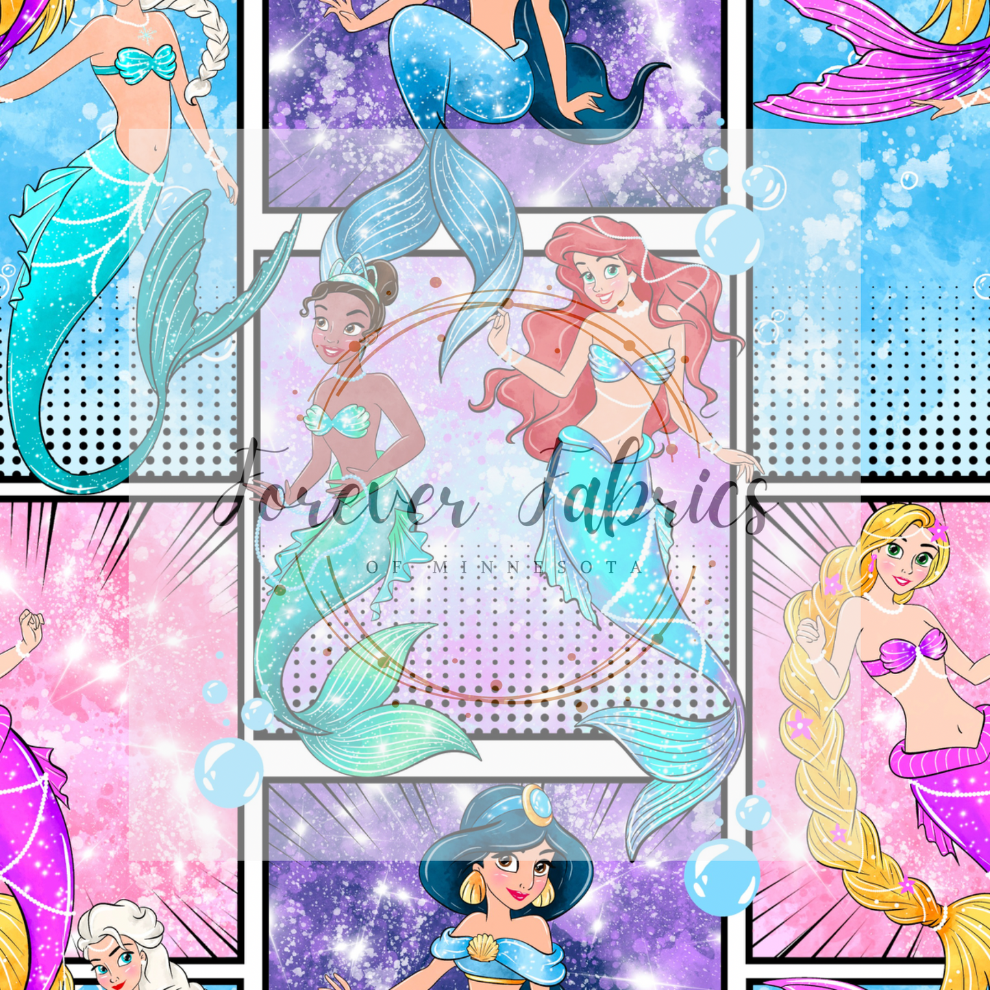 Princess Mermaid Comic    . . . (BH/ 24)| Preorder | Fabric By The Yard