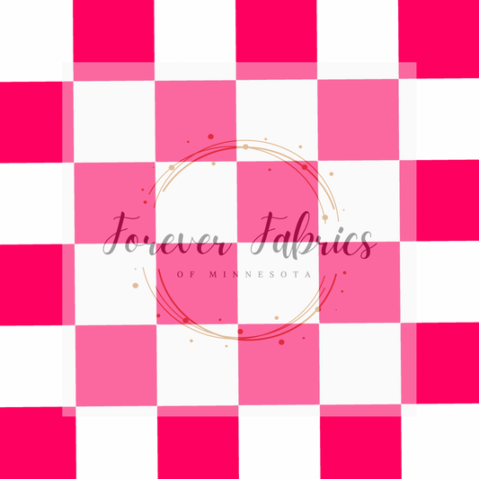 Bright Pink Checkered  . (BH/ 23). | Preorder | Fabric By The Yard