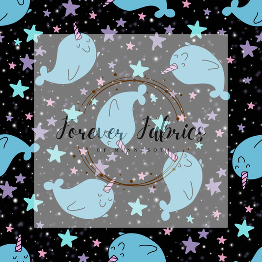 Norwhal Black    .    . (BH/ 23) | Preorder | Fabric By The Yard