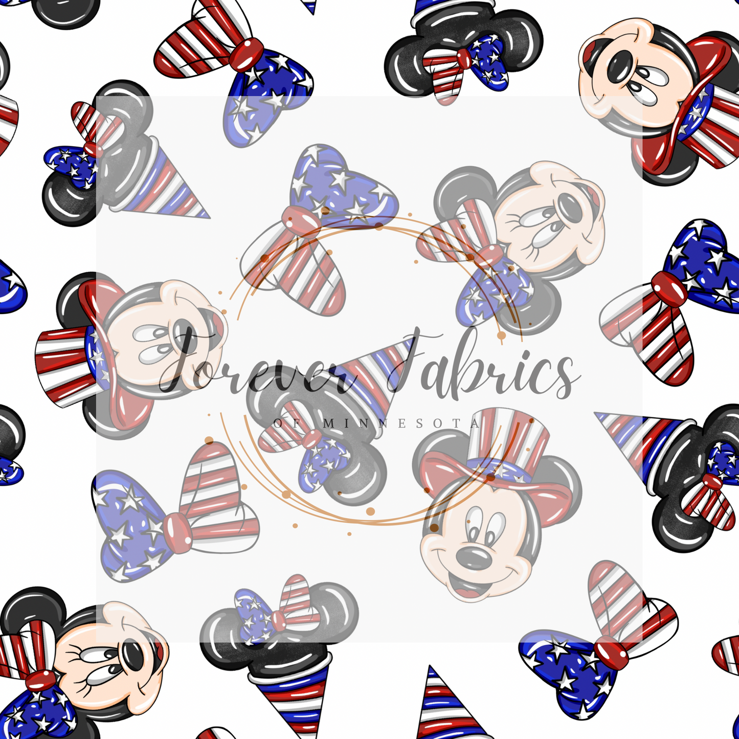 4th of July Mice white   (LD4/24)| Preorder | Fabric By The Yard