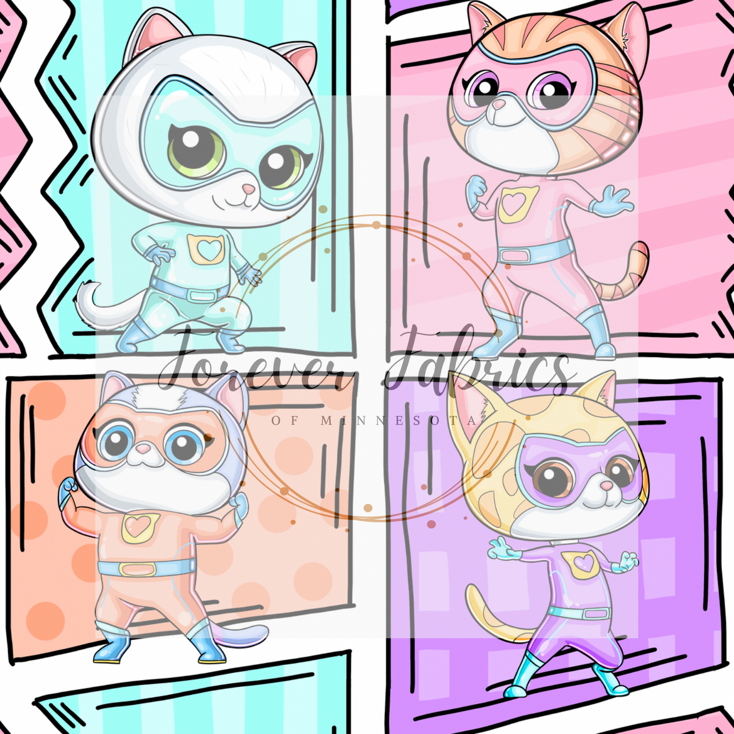 Super Kitty Pastel  .   . . . . (BH/ 24)| Preorder | Fabric By The Yard