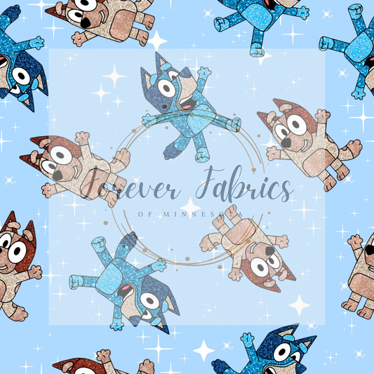 Blue Dog Blue  Sparkle  . (BH/ 22) | Preorder | Fabric By The Yard