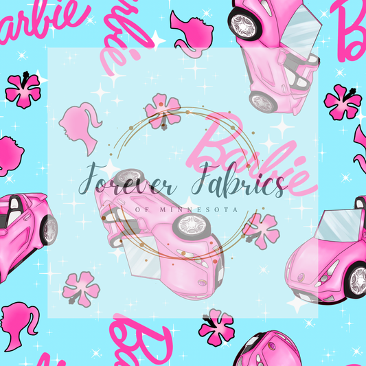 Malibu Pink Doll Blue  . . (BH/ 23). | Preorder | Fabric By The Yard