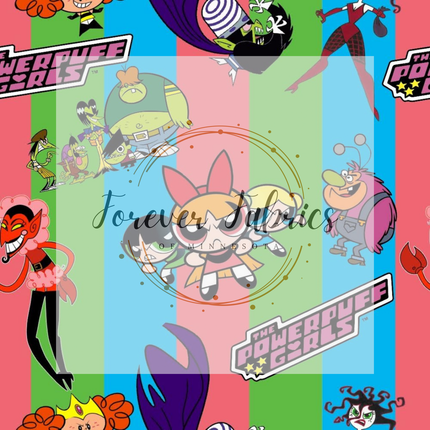 Powerpuff Gals . . . . (BH/ 24)| Preorder | Fabric By The Yard