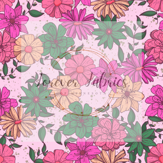 Pink Floral .   . .  (BH/ 23). | Preorder | Fabric By The Yard