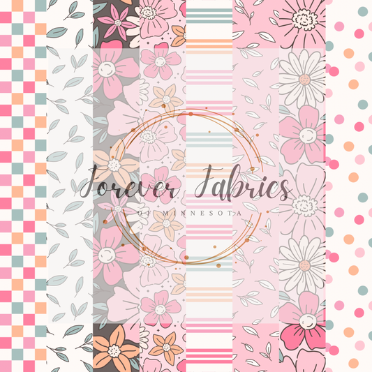 Vertical Retro Floral  . . (BH/ 23). | Preorder | Fabric By The Yard