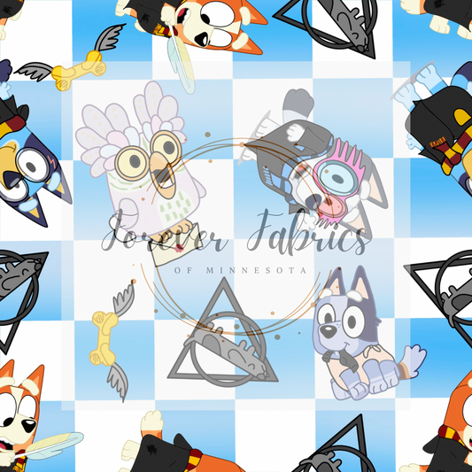 Blue Dog HP Check    . (BH/ 23) | Preorder | Fabric By The Yard