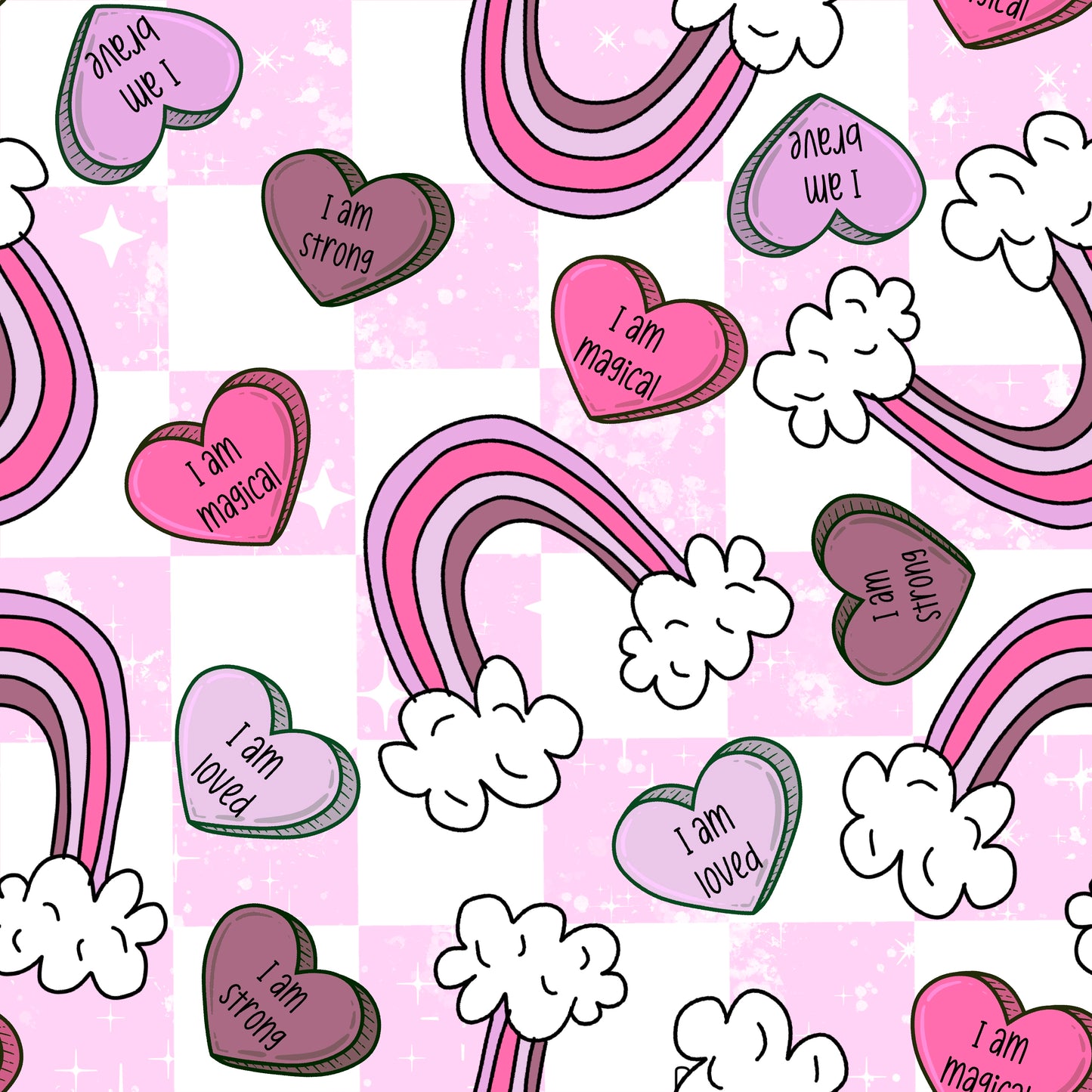 Pink Affirmation Check .  . (BH/ 23) | Preorder | Fabric By The Yard