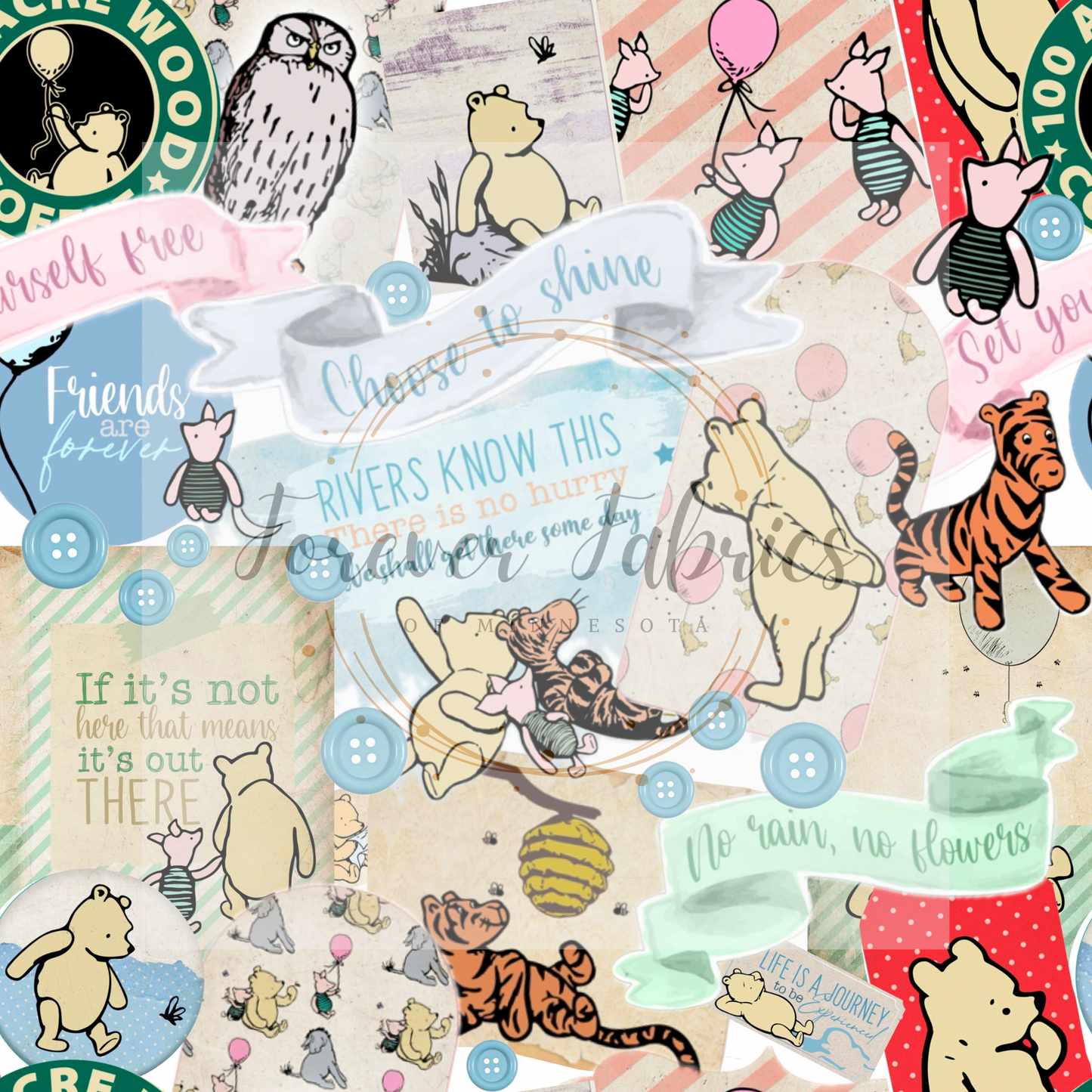 Friendly Bear Collage   (BH/ 24)| Preorder | Fabric By The Yard