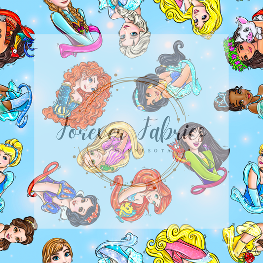 So Many Princesses !!  .  . . . . (BH/ 24)| Preorder | Fabric By The Yard
