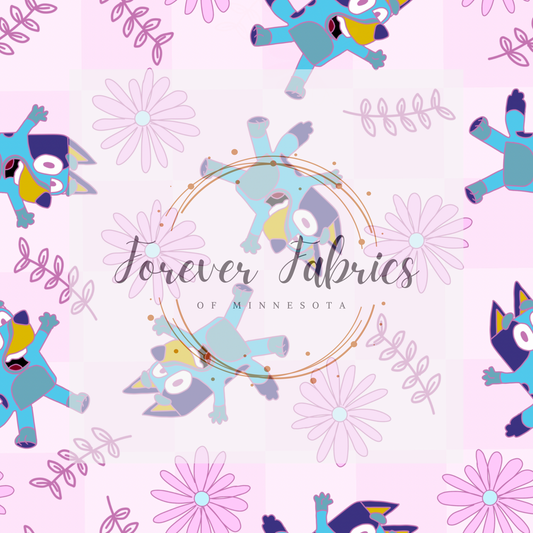 Blue Dog Pink . (BH/ 23). | Preorder | Fabric By The Yard