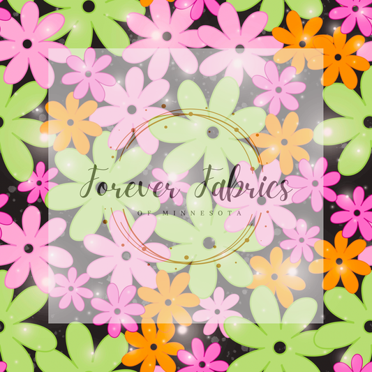 Flower Black         . . . .   . .  (BH/ 23). | Preorder | Fabric By The Yard