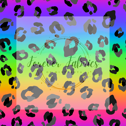 Gray Black  Rainbow Leopard  .   . .  (BH/ 23). | Preorder | Fabric By The Yard