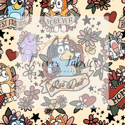 Blue Dog tattoo  .  . . . .   . .  (BH/ 23). | Preorder | Fabric By The Yard
