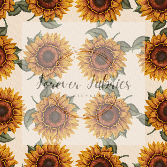 Sunflower White . (BH/ 23). | Preorder | Fabric By The Yard