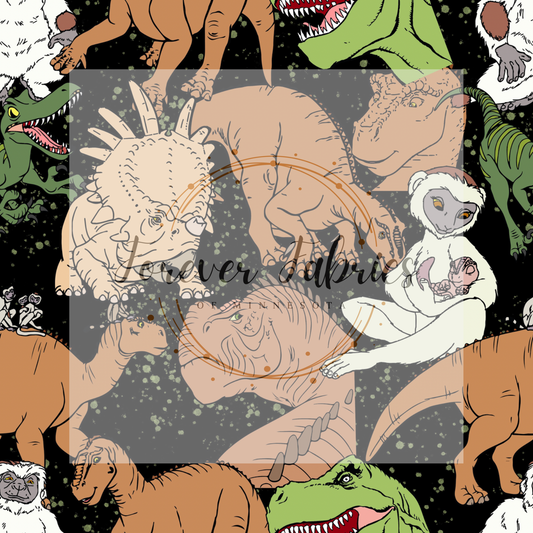 Dinosaur Black     . . (BH/ 22) | Preorder | Fabric By The Yard
