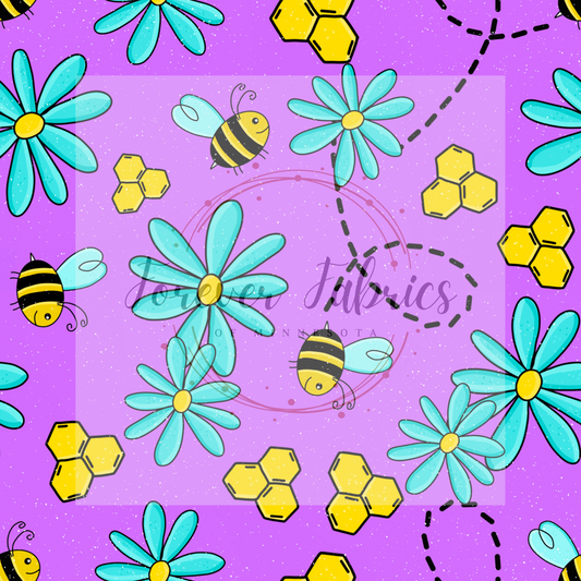 Purple Bees  ( BH/ 24)| Preorder | Fabric By The Yard