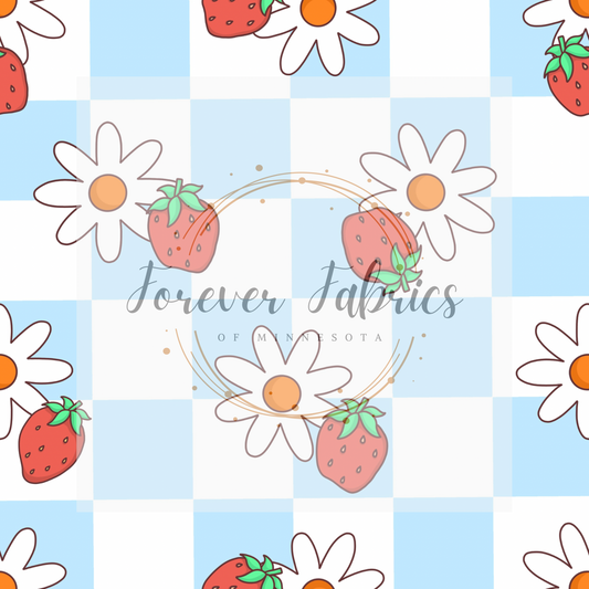 Strawberry Checkered  .   . .  (BH/ 23). | Preorder | Fabric By The Yard