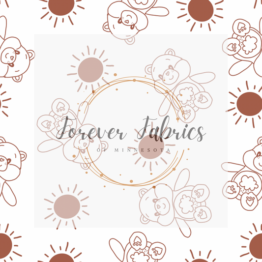 Boho Bears . (BH/ 23). | Preorder | Fabric By The Yard